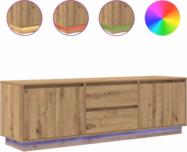 Mobile TV | Armadietto TV | Mobile Porta TV con Luci LED Rovere Artigianale 160,5x41x50 cm