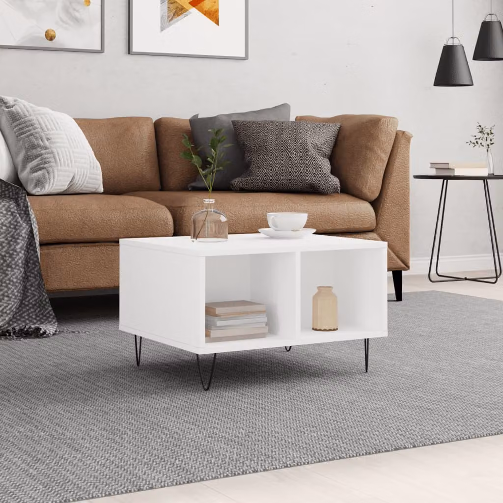 vidaXL Tavolino da Salotto Moderno Bianco L/P/H: 50 x 50 x 36,5 cm