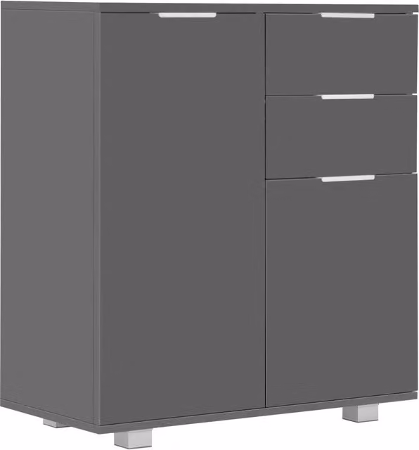 Credenza moderna con finitura lucida grigia in MDF per la tua sala da pranzo L: 71 cm, P: 35 cm, H: 80 cm – 1