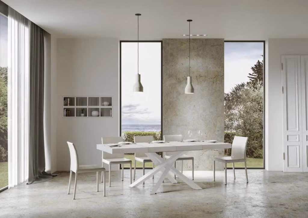 Tavolo allungabile Volta Premium bianco frassino con telaio bianco L/P: 130 x 90 cm, estensibile fino a 390 cm – 2