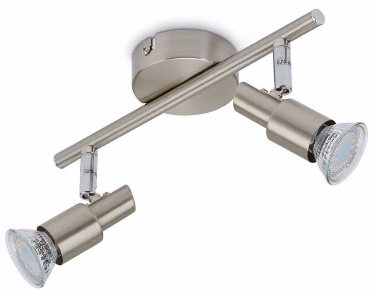Faretto LED per soffitto orientabile e inclinabile 2xGU10 6W nichel opaco Briloner