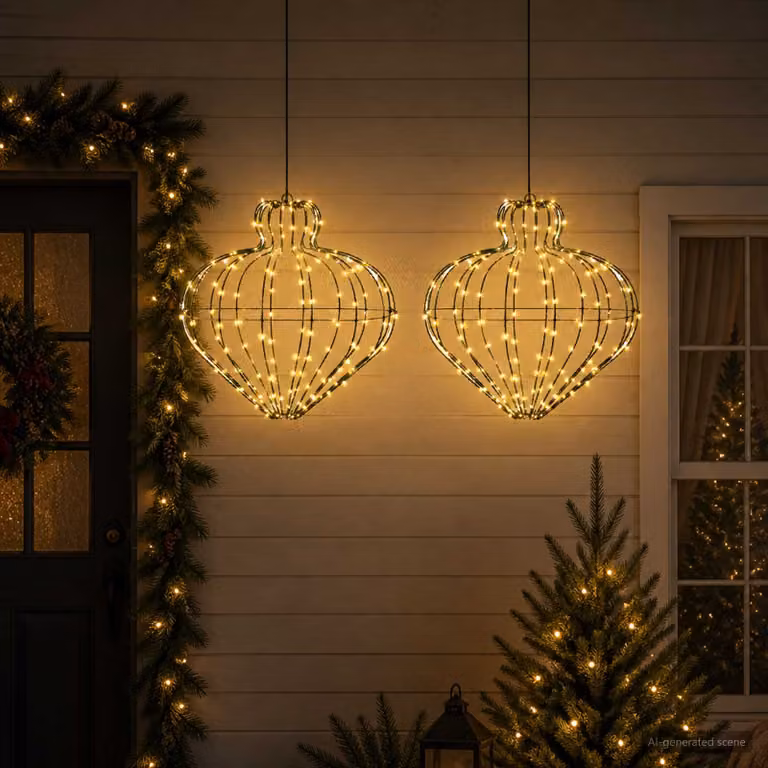 vidaXL Luce a punta di Natale 2 pz 384 LED Bianco caldo Ø 45 x 40 cm