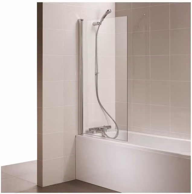 Parete per vasca Connect Ideal Standard in vetro trasparente, angolo squadrato, L: 80 cm, H: 140 cm