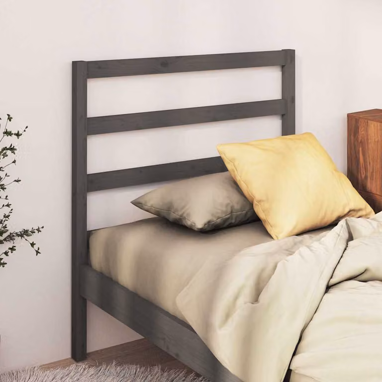 Testiera per letto vidaXL in legno massello di pino, colore grigio, L 95 cm x H 100 cm x P 4 cm
