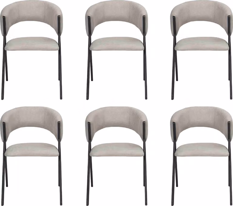 Esszimmer Grau Textil Gruppe Set 4x Sessel Stuhl Design Stoff Polster Stühle