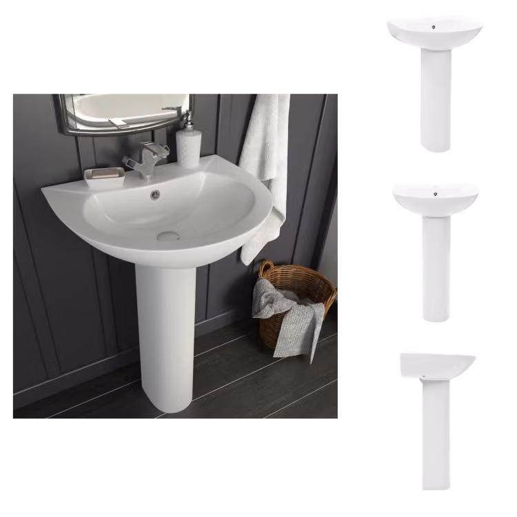 vidaXL Lavabo freestanding con colonna in Vetroceramica bianca 520x440x190 mm - Lavabo da bagno