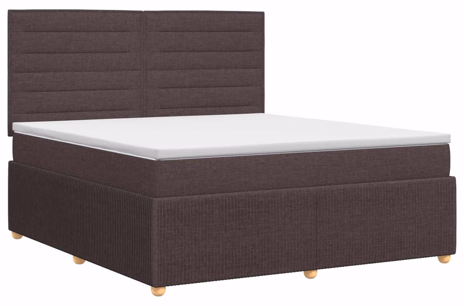 Letto con rete a molle e materasso, colore marrone scuro, dimensioni 140 x 190 cm, rivestito in tessuto