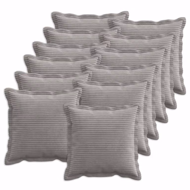 Set di 12 federe vidaXL HOUTEN in velluto a coste, Grigio Chiaro, 50 x 50 cm