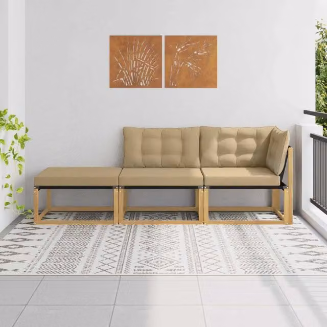 Set di divani da esterno Legno di Acacia Massello Bianco 901660