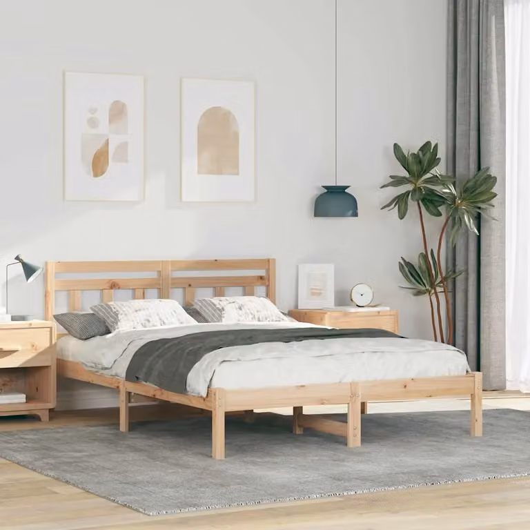 Letto matrimoniale Design In in pino massello marrone L/P: 140 x 190 cm