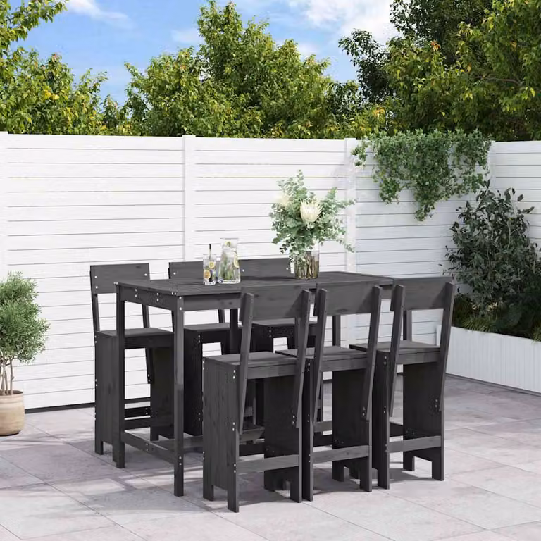 vidaXL Set Bar da Giardino 7 pz in Legno di Pino Grigio