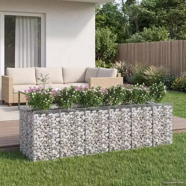 Letto rialzato in gabbione 3 pz 300 x 100 x 100 cm Argento 3422227