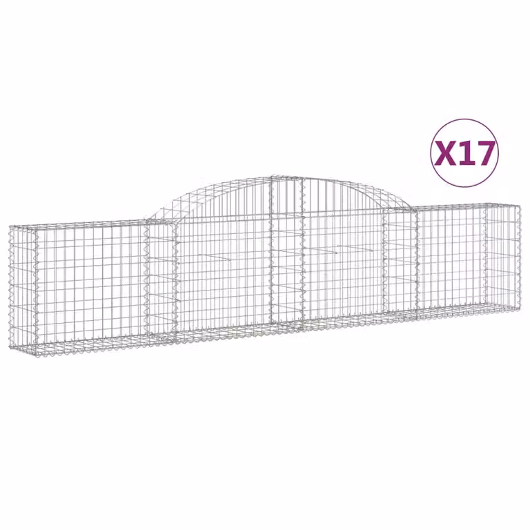 Cesti Gabbioni ad Arco 17 pz 300x30x60/80 cm Ferro Zincato