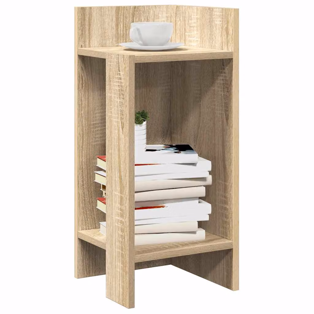 vidaXL Tavolino Laterale con Ripiano in Rovere Sonoma, Colore Marrone e Beige, L/P/H: 25,5 x 27 x 60 cm