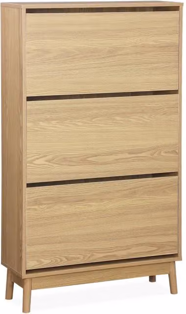 Scarpiera in stile scandinavo Sweeek con 3 ante in legno marrone naturale L/P/H: 75 x 26 x 131 cm