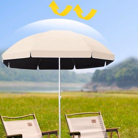 Ombrellone da spiaggia scintillante con protezione UV e 8 stecche: portatile, compatto e di grandi dimensioni (240 cm)
