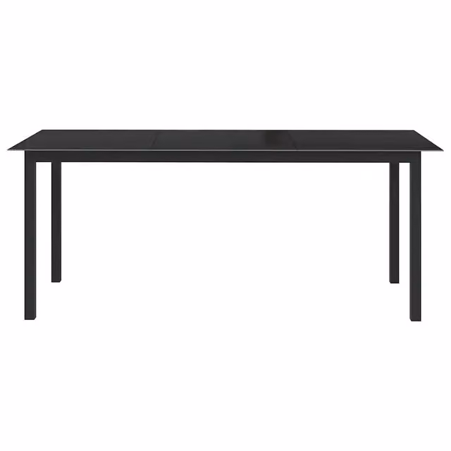 Tavolo da Giardino | Tavolino da esterno Nero 190x90x74 cm in Alluminio e Vetro