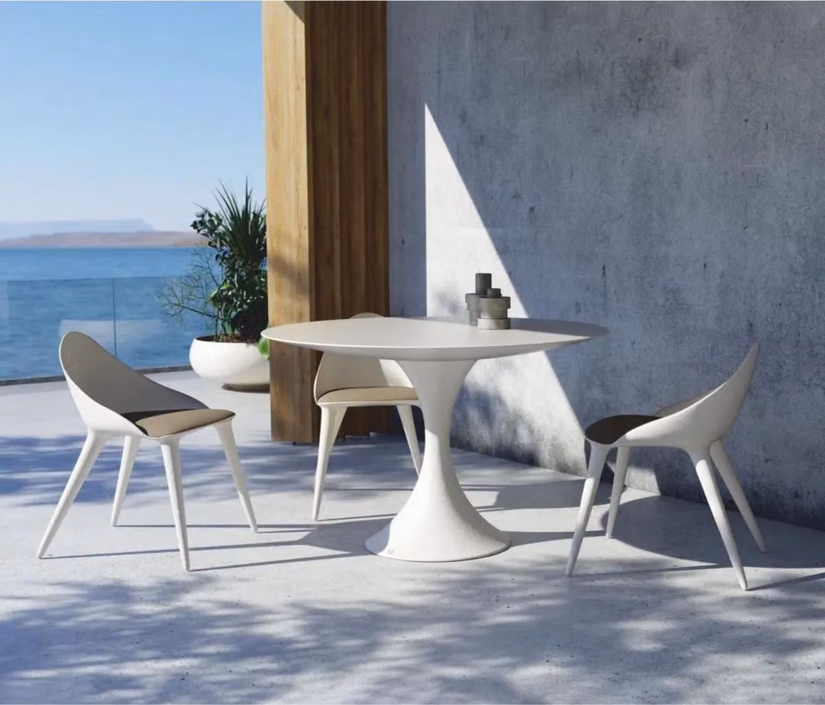 Casa Padrino Tavolo da pranzo da giardino bianco opaco Ø 120 cm - Mobili da giardino