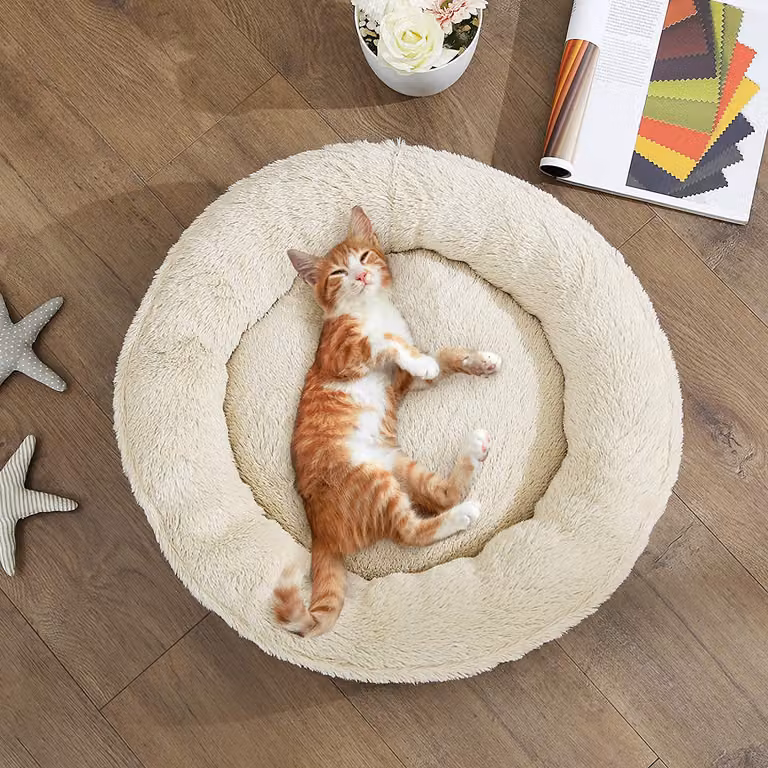 Cuccia per cani FEANDREA, cesta per cani, lettino per gatti, forma a ciambella, diametro 65 cm, grigio scuro, modello PGW065G01