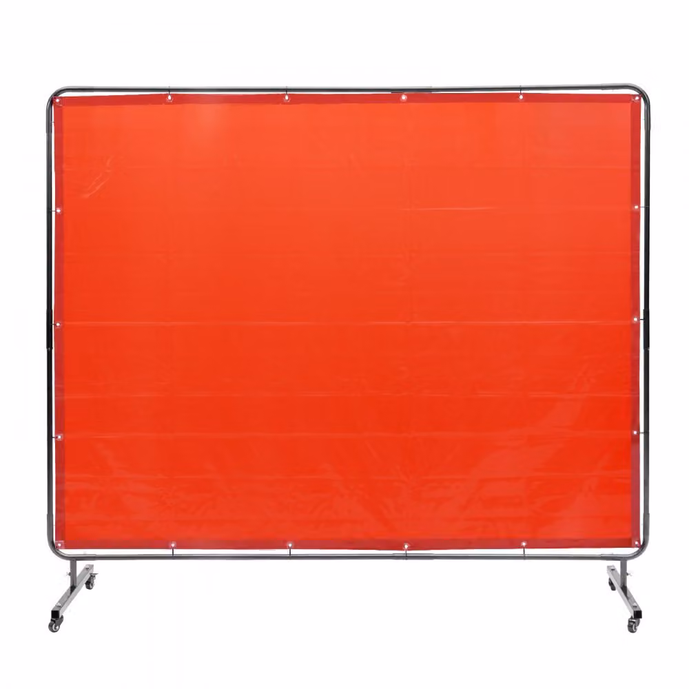 Tenda per saldatura - Tenda protettiva 1,8 x 2,4 m in vinile ignifugo con 4 ruote girevoli e protezione UV a 6 livelli - Coperta per saldatura rossa.