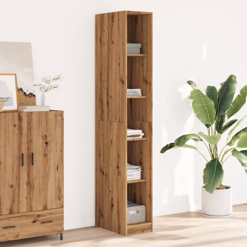 Armadio da parete vidaXL in legno rovere marrone con ante a battente e ripiani interni L/P/H: 30 x 50 x 200 cm