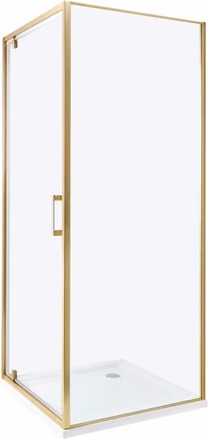 Box Doccia Beliani in Vetro Temperato Trasparente con Cornice in Alluminio Dorata, Modello Quadrato con Anta Singola Scorrevole, L/P/H: 70 x 70 x 185 cm