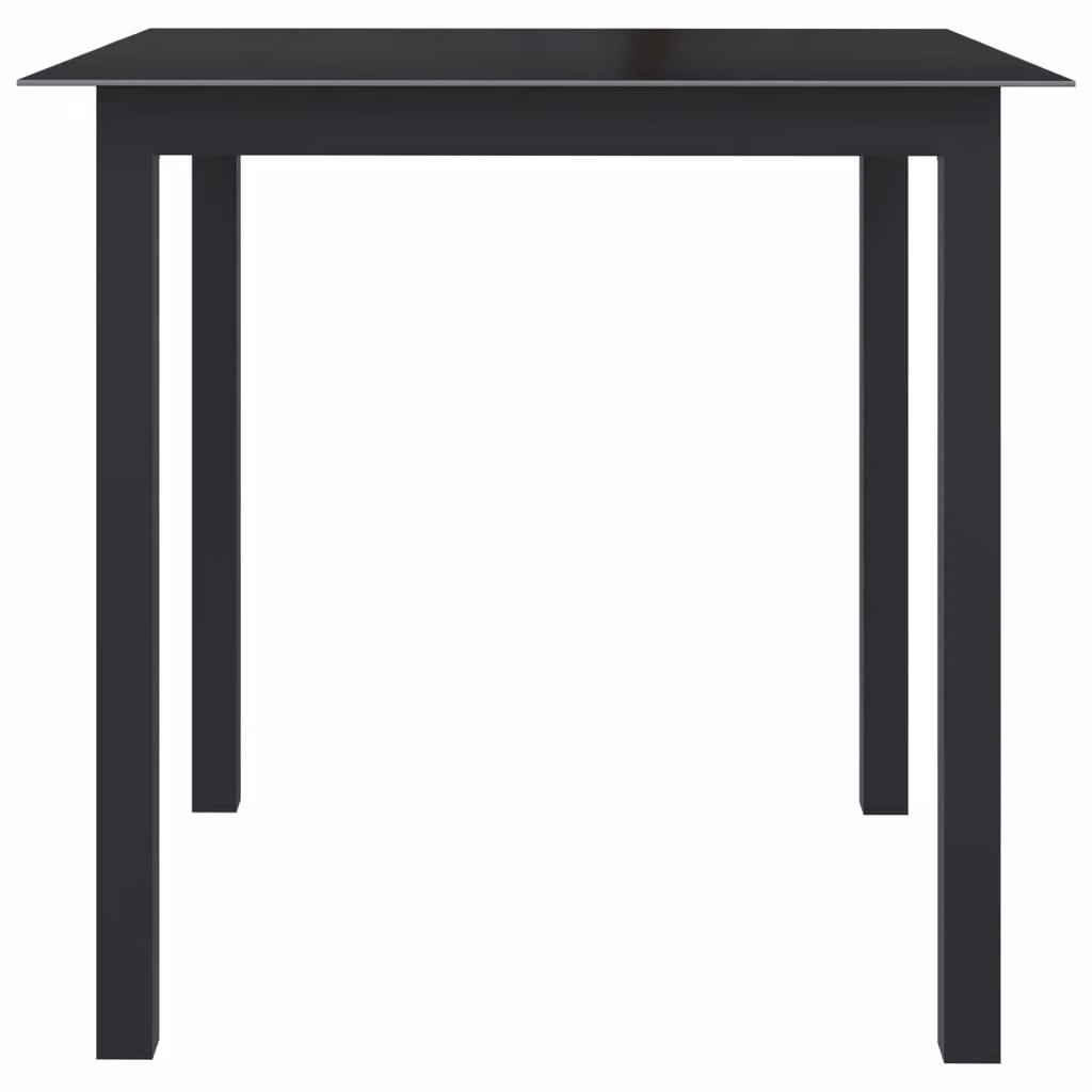 Tavolo da Giardino Nero 80x80x74 cm in Alluminio e Vetro