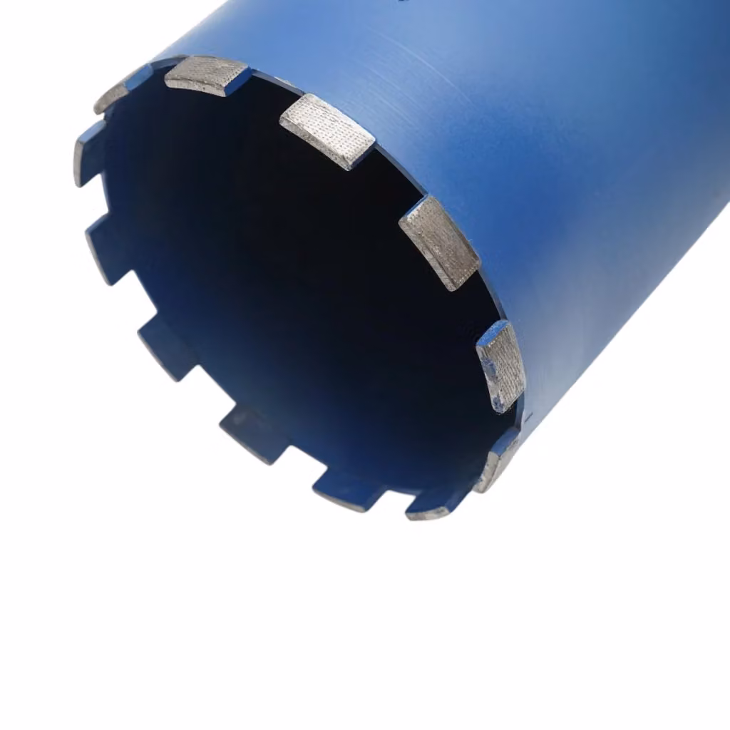 Corona diamantata Breckner Germany per foratura a umido di calcestruzzo e mattoni, L: 450 mm, Diametro: 168 mm, con filettatura interna 1-1/4 UNC, colore blu – 2