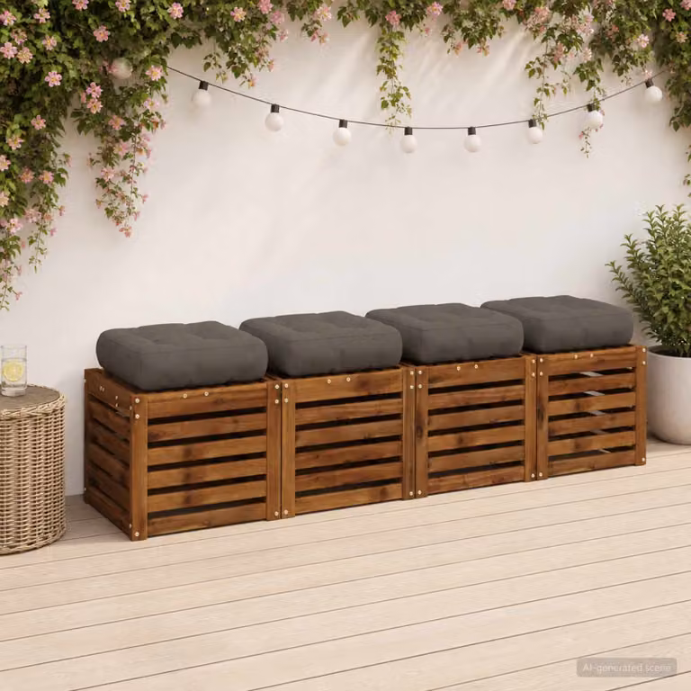 Set di 4 cuscini per sedia vidaXL VIANEN in poliestere, colore grigio, design moderno e quadrato
