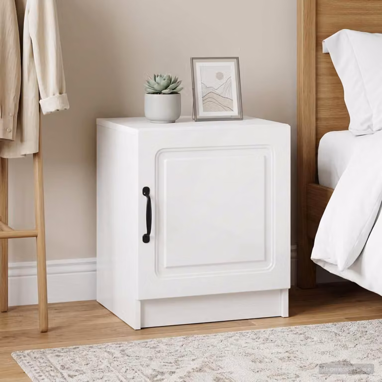 Set di 2 armadi da notte vidaXL moderni in bianco lucido L/P/H: 43 x 34,5 x 47 cm