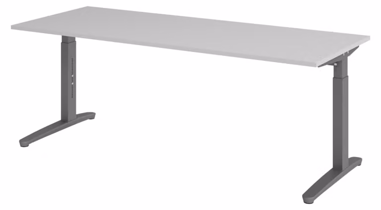 Scrivania della serie bümö XB - Struttura: grafite, finitura: grigio, dimensioni: 200 x 80 cm