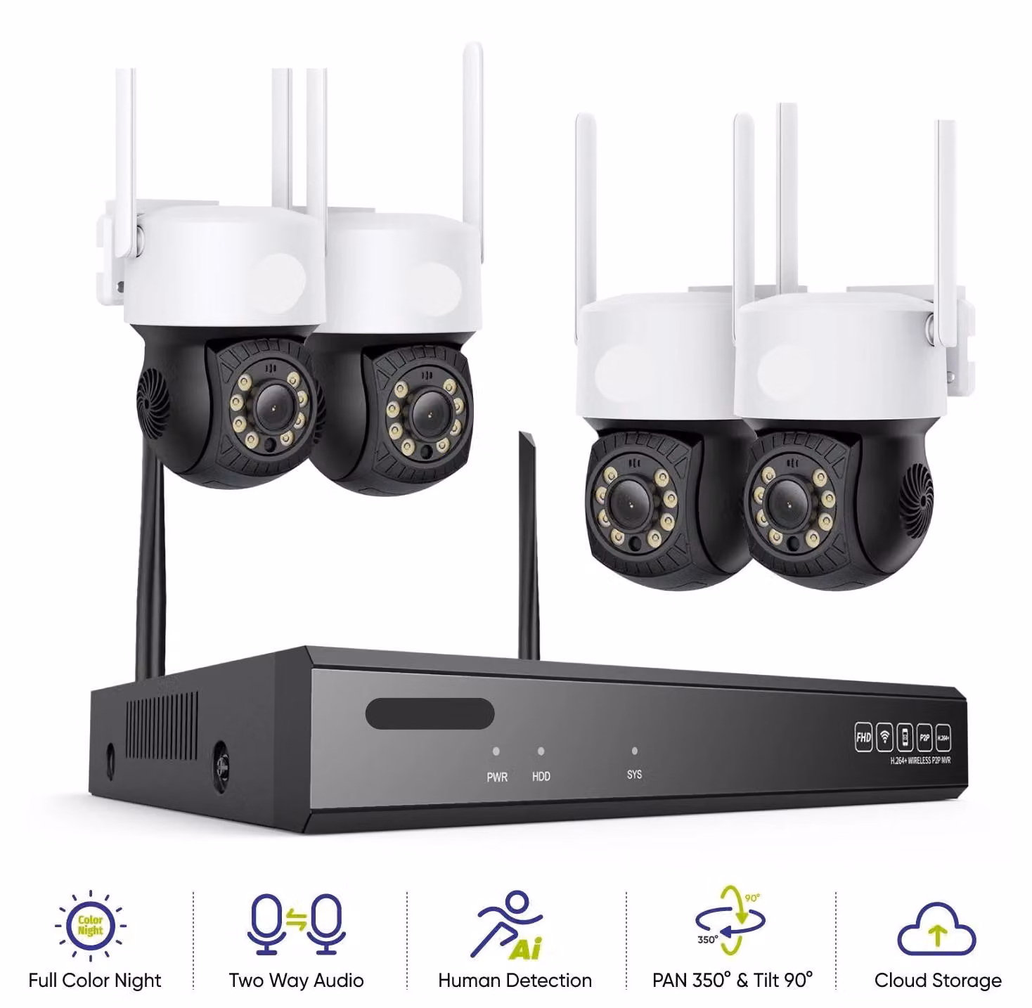 Sistema di videosorveglianza wireless da 3MP - Telecamera di sicurezza - Telecamera Wi-Fi - Kit di videosorveglianza - Registratore NVR