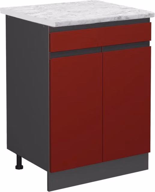 Mobiletto base per cucina R-Line Rosso/Antracite 60 cm J-ShapeMarmo AP Vicco