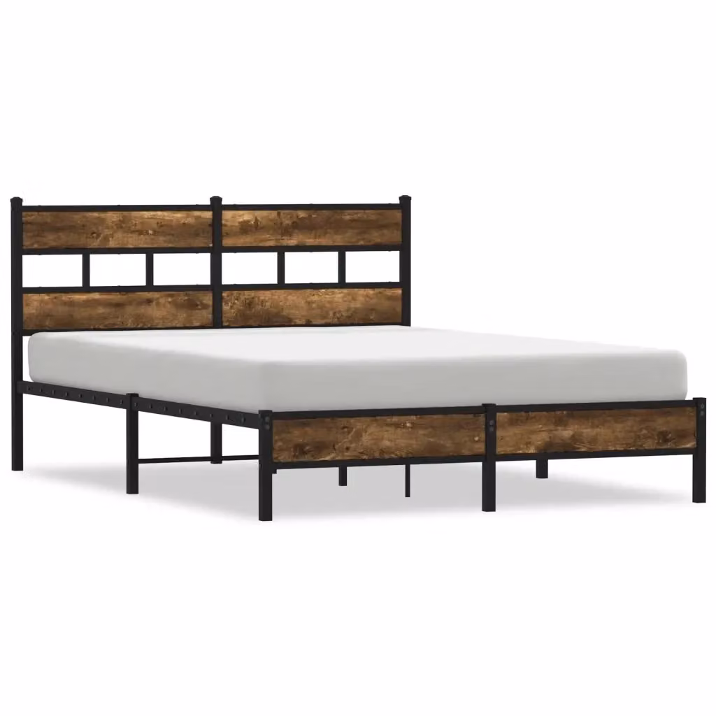 Struttura Letto con Testiera Design Mania in Rovere Sonoma e Metallo, L 140 cm x P 200 cm – 2