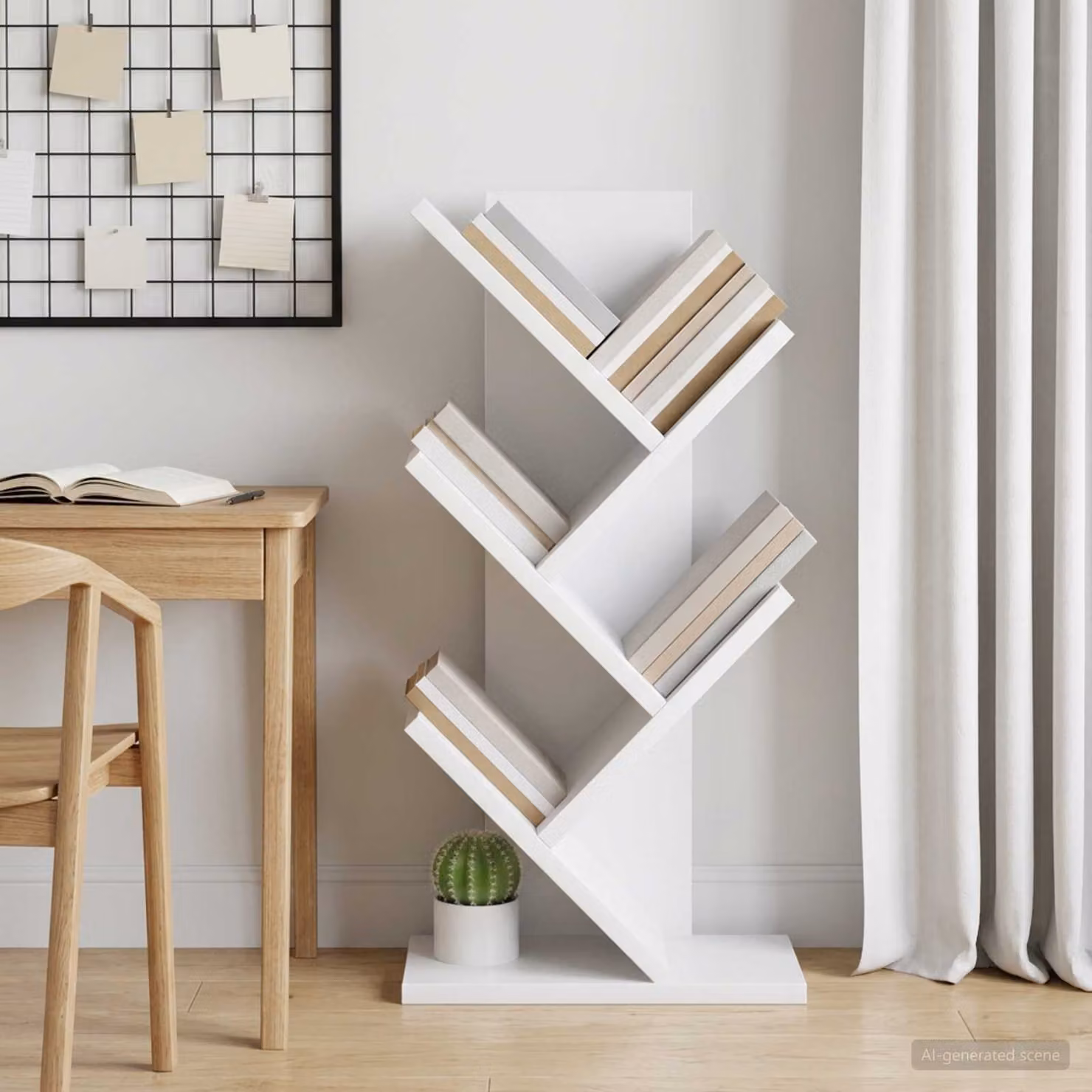 Libreria ad Albero vidaXL a 4 Piani in MDF Bianco Opaco L/P/H: 30 x 18 x 60 cm