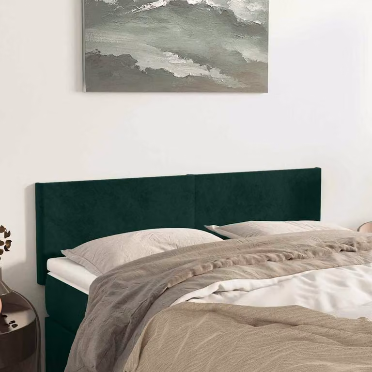 Testiera per letto vidaXL in velluto verde scuro, L: 144 cm, P: 5 cm, H: 78-88 cm