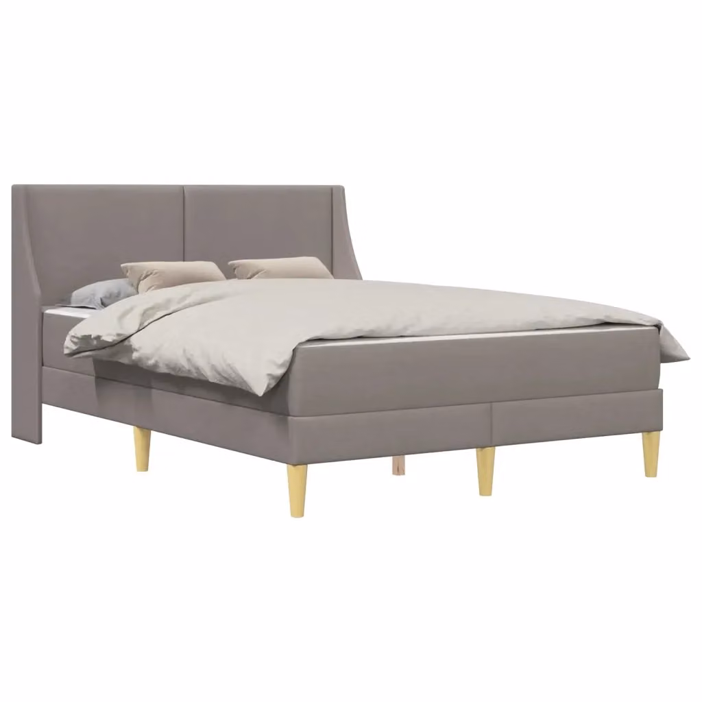 Letto moderno vidaXL con struttura imbottita in tessuto grigio e 2 materassi in schiuma – 2