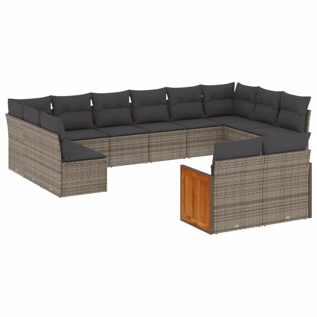 Set di divani da giardino VIDAXL in polyrattan grigio con cuscini, 12 posti – 2