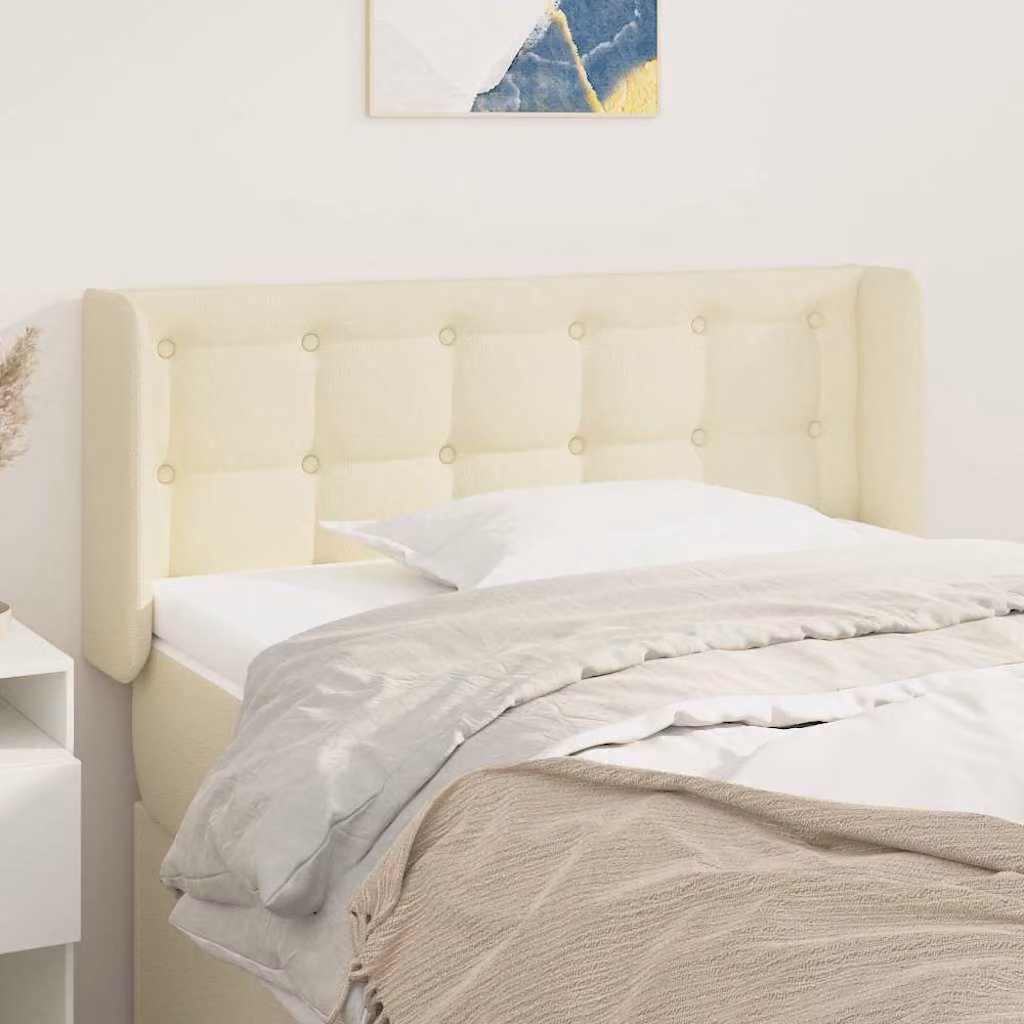 Testiera per letto imbottita vidaXL in similpelle beige L: 93 cm, P: 16 cm, H: 78-88 cm