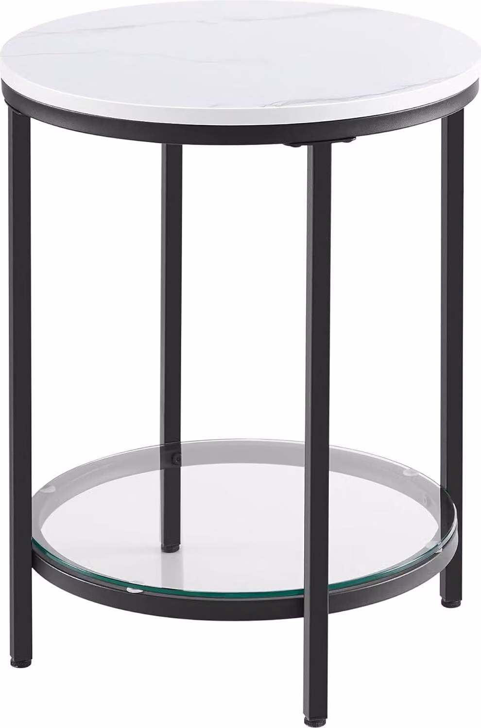 Tavolino VASAGLE, comodino a 2 livelli, in truciolato, vetro temperato, per soggiorno, studio, stanze piccole, moderno,