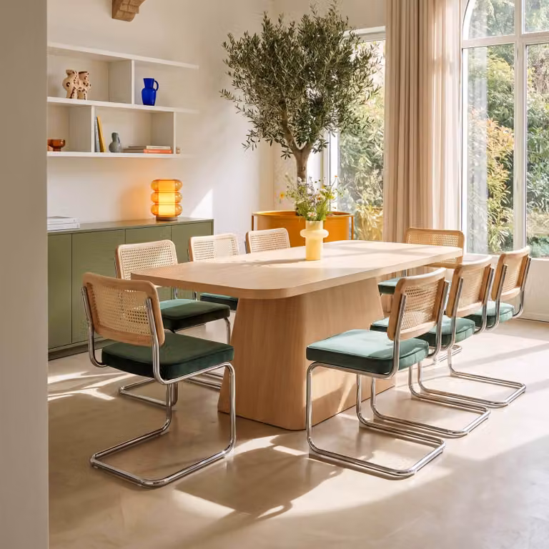 Tavolo da pranzo rettangolare scandinavo 180 cm effetto legno chiaro - Oviala Davy