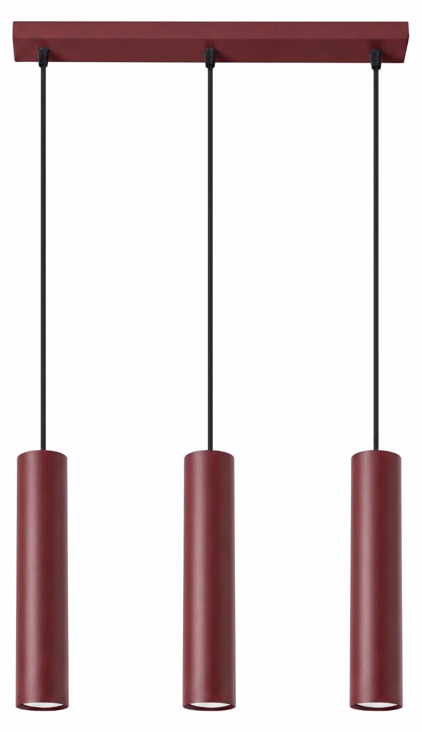 Lampada a sospensione LAGOS 3L bordeaux 3xGU10 10W acciaio 90x6x45cm Sollux Lighting