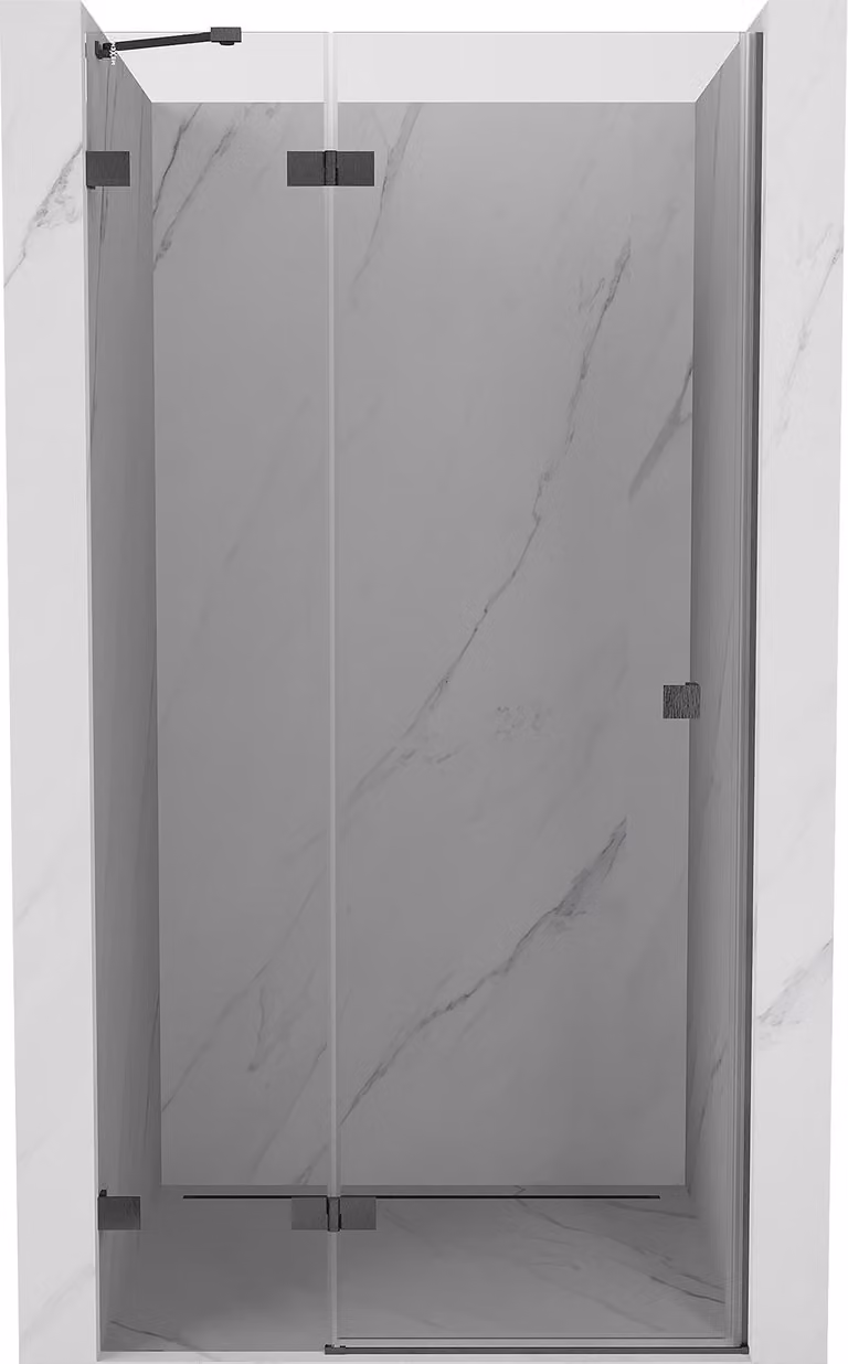 Mexen Lunar porta doccia battente sinistra 125 cm, trasparente, grigio canna di fucile spazzolato - 834-125-000-66-00-L