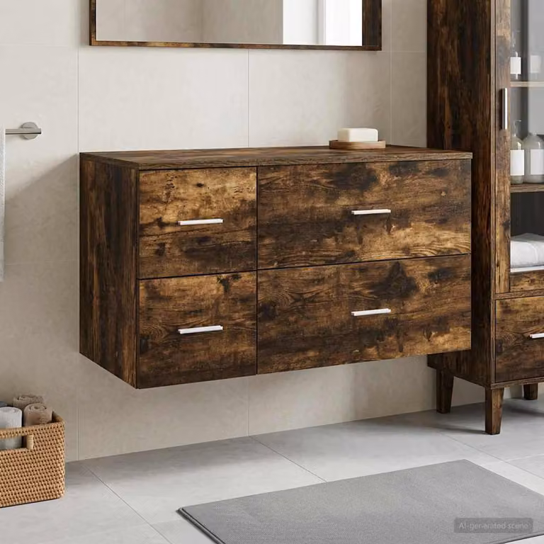 Set di mobili da bagno moderni vidaXL composto da mobile lavabo e pensile in legno marrone opaco