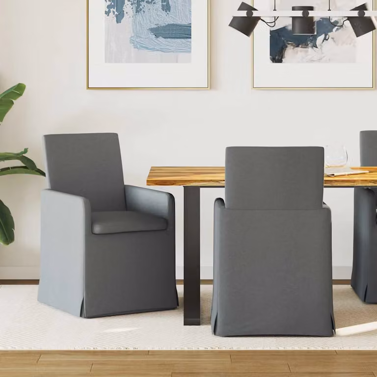 Set di 2 sedie da pranzo vidaXL in tessuto grigio scuro, L 57 cm x P 68 cm x H 94 cm