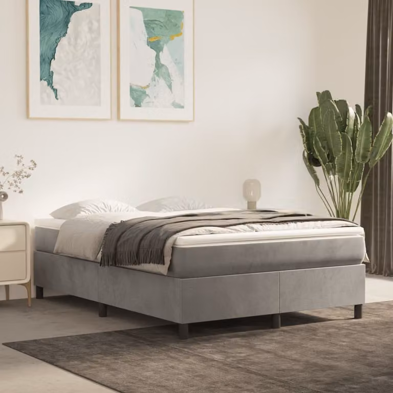 Maison Exclusive - Giroletto a Molle con Materasso Grigio Chiaro 140x190cm Velluto
