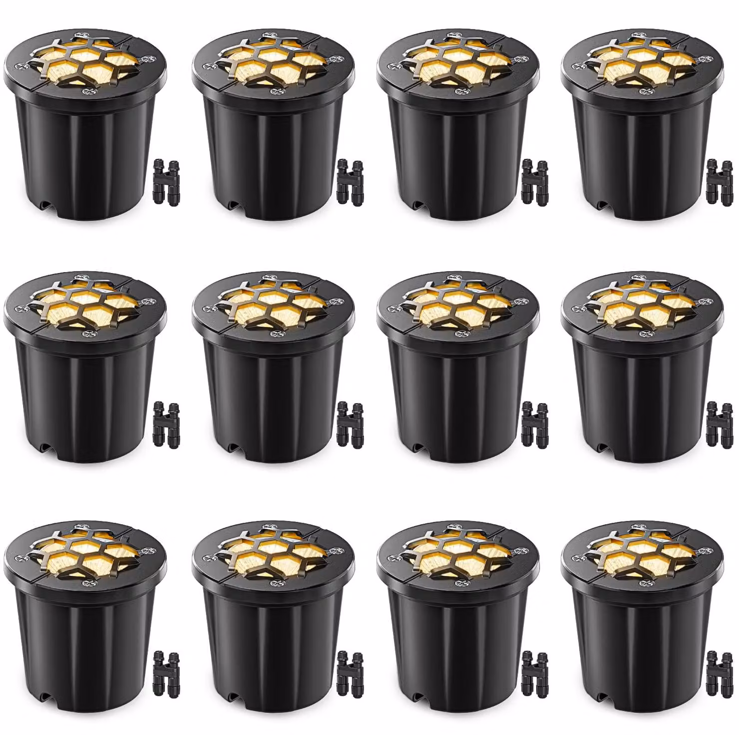 Set di 12 luci da esterno per illuminazione del terreno, 1440 lumen, luce bianco caldo, grado di protezione IP67