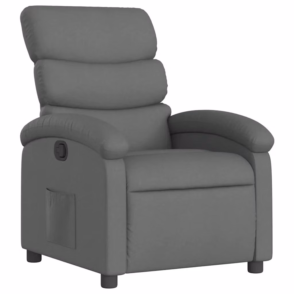Poltrona Reclinabile Relax vidaXL in Tessuto Grigio con Braccioli e Regolazione Manuale – 2