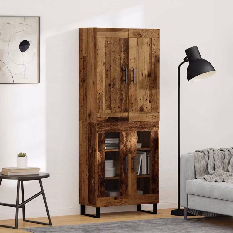 Set di 2 credenze vidaXL in legno vecchio marrone per soggiorno e sala da pranzo L/P/H: 69,5 x 34 x 180 cm