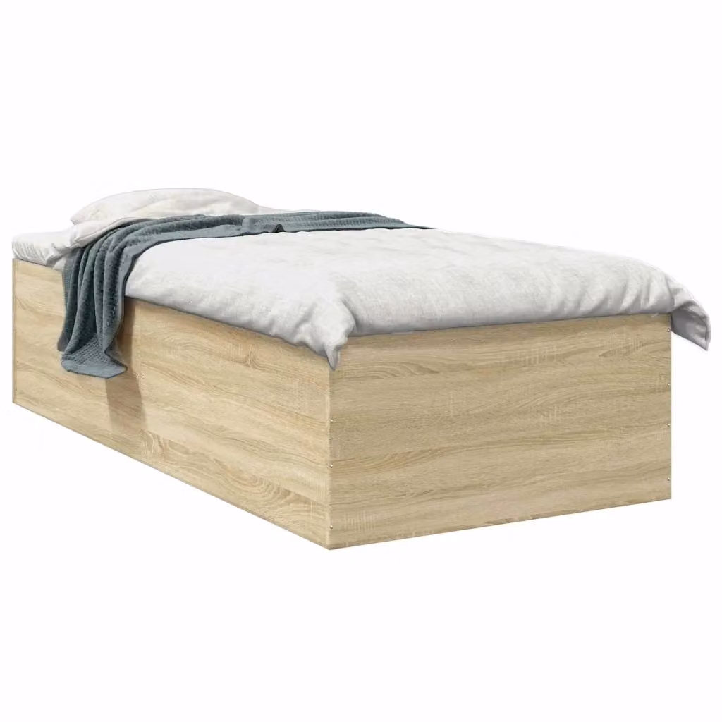 Struttura letto a pavimento moderna vidaXL in legno color rovere con doghe fisse, L: 80 cm, P: 200 cm, H: 203 cm – 2